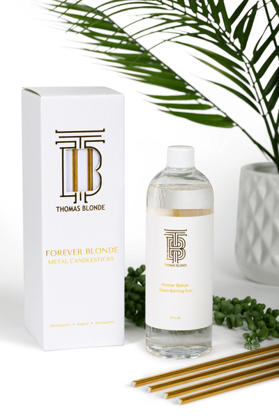 "Forever Blonde" Metal Candlesticks + Oil